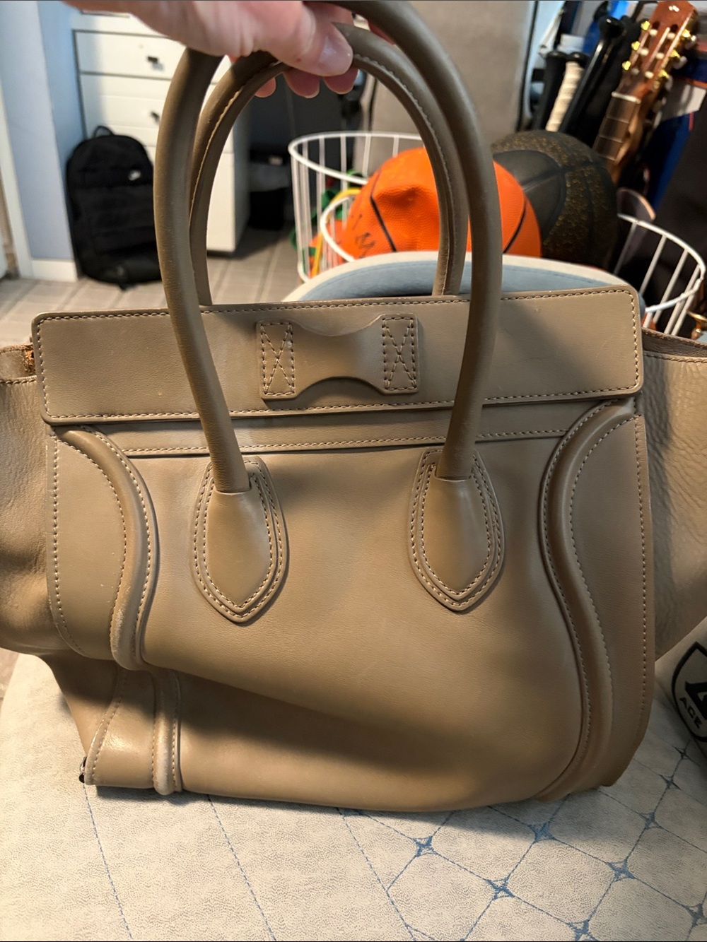 Celine Taupe Leather Phantom Luggage Tote - Picture 3 of 5